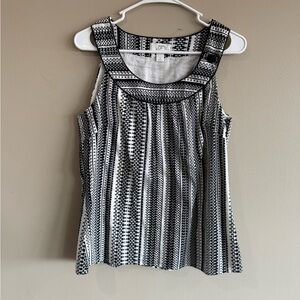 NEW LOFT Black White Patterned Tank Top 8 Cotton